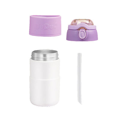 Regalos de negocios de alta calidad botella de agua de acero inoxidable de doble pared con juego de tazas de paja