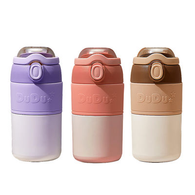 Regalos de negocios de alta calidad botella de agua de acero inoxidable de doble pared con juego de tazas de paja