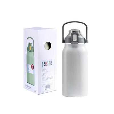 Botella de agua de acero inoxidable personalizada con tapa de mango de paja 316 interior y 304 exterior