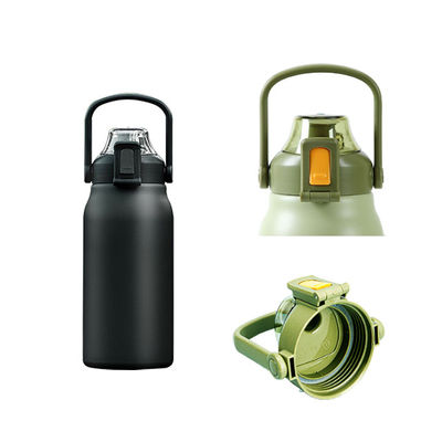 Botella de agua de acero inoxidable personalizada con tapa de mango de paja 316 interior y 304 exterior