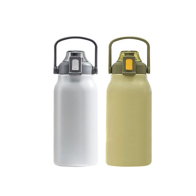 Botella de agua de acero inoxidable personalizada con tapa de mango de paja 316 interior y 304 exterior