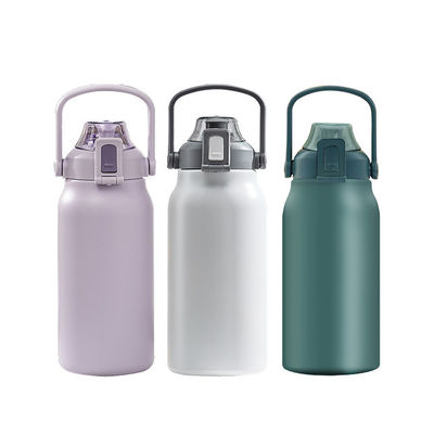 Botella de agua de acero inoxidable personalizada con tapa de mango de paja 316 interior y 304 exterior