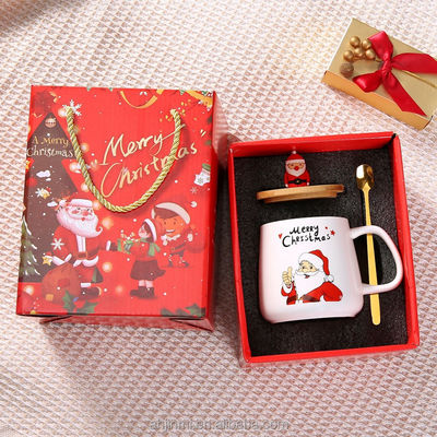 Taza de Navidad de diseño atractivo de 400 ml cerámica reutilizable porcelana taza de café con cuchara