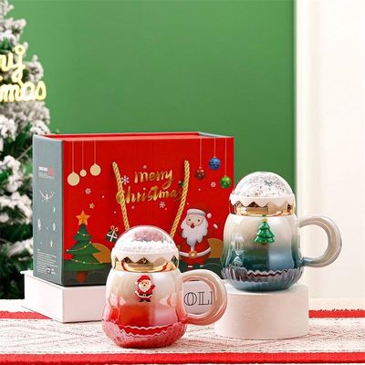 Gradient Color Cerámica de Navidad Regalo en Cajas de Tazas 2024 Diseño Delicado 6.8cm*11cm 2 colores