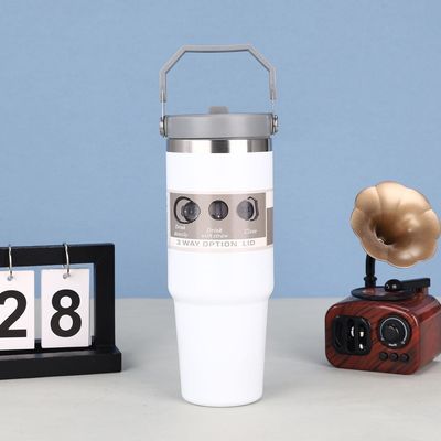 Diseño moderno 20 oz de acero inoxidable vacío aislado tumbler con mango tapa logotipo personalizado
