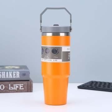 Diseño moderno 20 oz de acero inoxidable vacío aislado tumbler con mango tapa logotipo personalizado