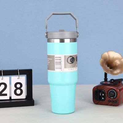 Diseño moderno 20 oz de acero inoxidable vacío aislado tumbler con mango tapa logotipo personalizado