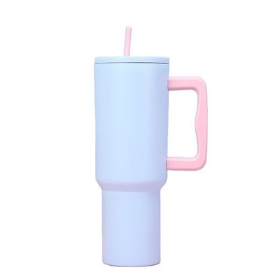Reutilizables tumblers de acero inoxidable 40oz tumbler con mango y tapa de paja color de las tazas de coche