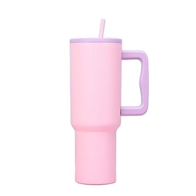 Reutilizables tumblers de acero inoxidable 40oz tumbler con mango y tapa de paja color de las tazas de coche