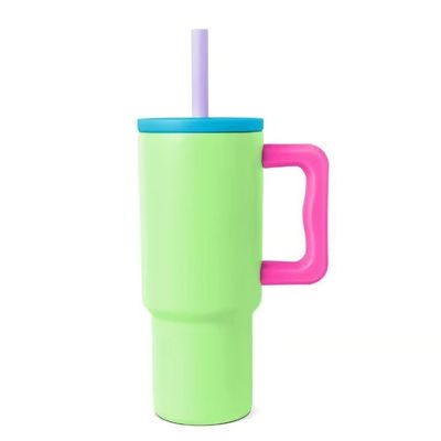 Reutilizables tumblers de acero inoxidable 40oz tumbler con mango y tapa de paja color de las tazas de coche