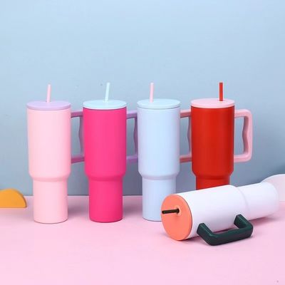 Reutilizables tumblers de acero inoxidable 40oz tumbler con mango y tapa de paja color de las tazas de coche