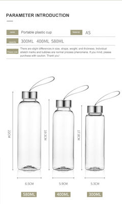 Bebida directa 300ml 400ml 600ml Botella de plástico libre de BPA para deportes al aire libre y viajes