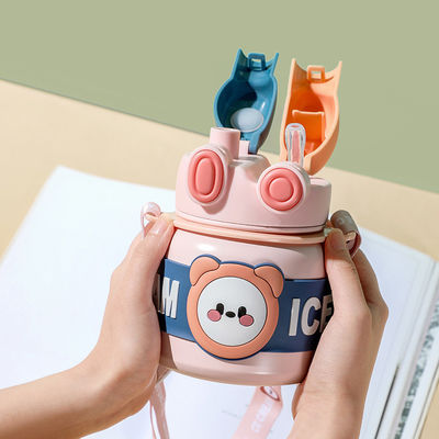 Logotipo personalizado aceptado Diseño lindo Termos portátil de copa doble de bebida de 850 ml para niños