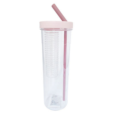 Gran capacidad exterior portátil de jugo de paja de agua potable botella de taza con teadero logotipo personalizado de plástico