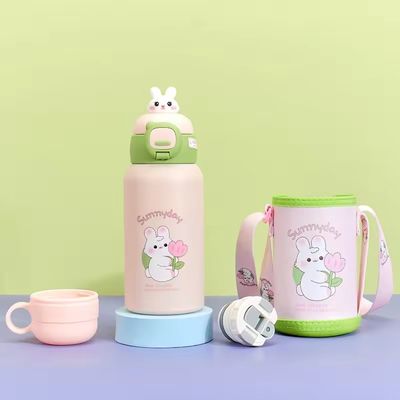 Mantenga caliente 3-6 horas Cartoon de niños lindos Botella de agua aislada de acero inoxidable 500ml