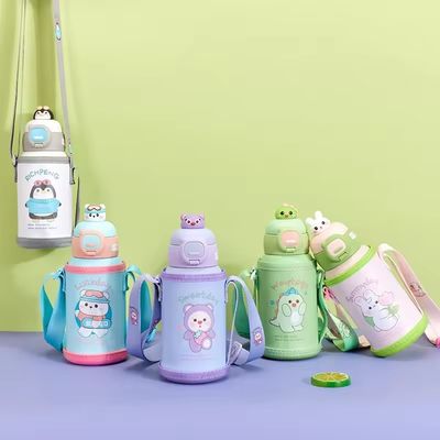 Mantenga caliente 3-6 horas Cartoon de niños lindos Botella de agua aislada de acero inoxidable 500ml