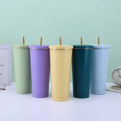 Doble pared aislada 304 de acero inoxidable recubrimiento tumbler con tapa para el vino caliente y frío