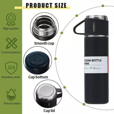 Logotipo de impresión personalizado Botellas de agua de 500 ml con frascos de vacío de acero inoxidable aislados