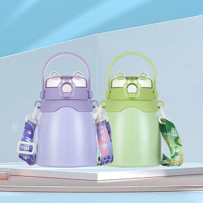 Presente Eco-friendly Impreso a medida térmico de doble pared aislada botella de agua de acero inoxidable con tapa de mango