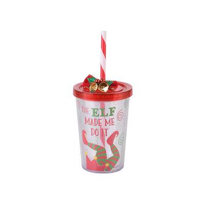 Taza de agua de plástico de paja de doble capa con estilo de diseño lindo y capacidad de 10 oz