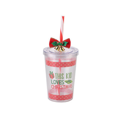 Taza de agua de plástico de paja de doble capa con estilo de diseño lindo y capacidad de 10 oz