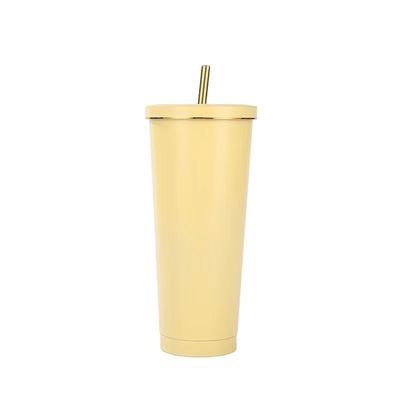 Color personalizado 500ml 750ml Taza de vacío de acero inoxidable de doble pared con cafetera de café aislada con paja