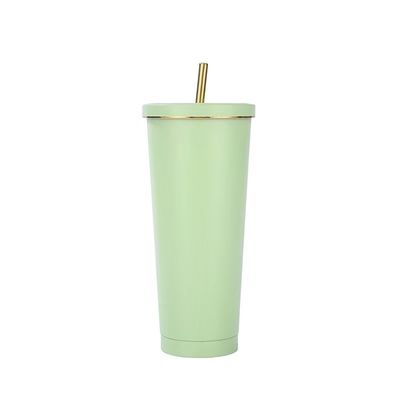 Color personalizado 500ml 750ml Taza de vacío de acero inoxidable de doble pared con cafetera de café aislada con paja