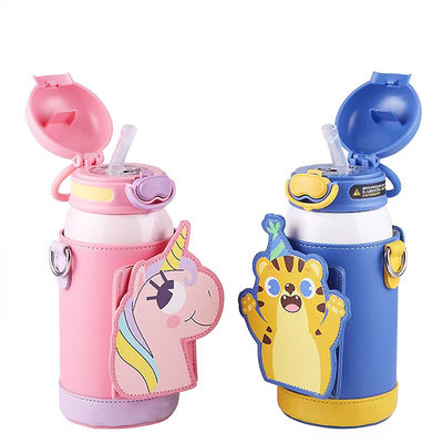 Niños azules de acero inoxidable de vacío de pared doble boca ancha Deportivo de agua aislada botella