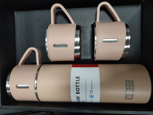 Conjunto de frasco de vacío de 500 ml de regalo de negocios de viaje taza de copa de doble pared botella de acero inoxidable