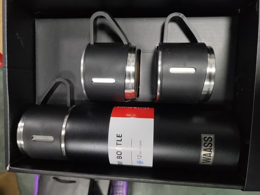 Conjunto de frasco de vacío de 500 ml de regalo de negocios de viaje taza de copa de doble pared botella de acero inoxidable