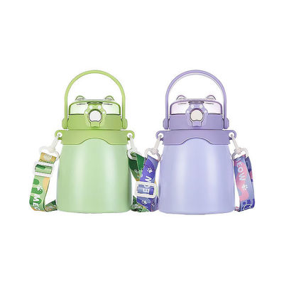 Estilo al aire libre Flasca de vacío de doble pared personalizada Botella de agua de acero inoxidable con paja
