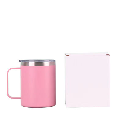 Taza de café aislada al vacío de 16 oz de acero inoxidable con mango e impresión de logotipo personalizado
