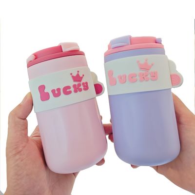 Flasca de deporte de dibujos animados de acero inoxidable 420 ml Taza de café de la suerte termo aislado al vacío