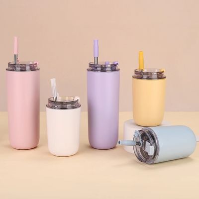 MUGS 10oz/16oz doble pared lindo pequeño para la escuela con tapa de paja copa de acero inoxidable niños tumbler