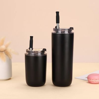 Capa de vacío de acero inoxidable 304 de doble pared, cafetera de café con paja, mantenga caliente 3-6 horas