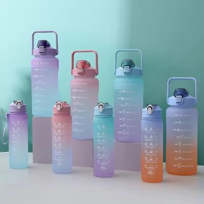 Logotipo personalizado Aceptable 3pcs Conjunto de botellas de agua de plástico deportivo de gran capacidad