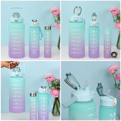 Logotipo personalizado Aceptable 3pcs Conjunto de botellas de agua de plástico deportivo de gran capacidad