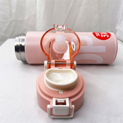 Hermoso frasco de vacío de acero inoxidable con copa recta y aislamiento superior