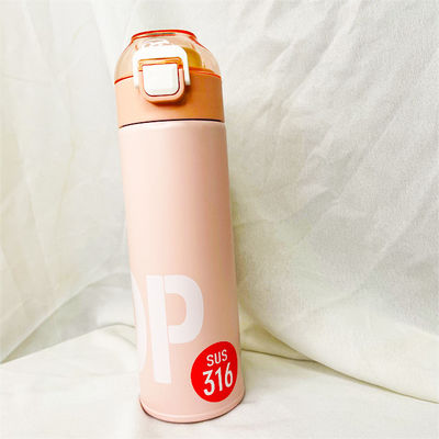 Hermoso frasco de vacío de acero inoxidable con copa recta y aislamiento superior