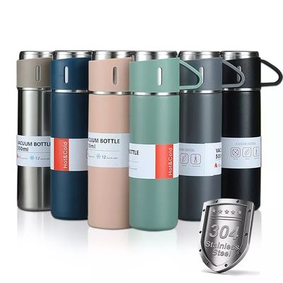 500 ml de vacío aislado de acero inoxidable de vacío botella de regalo con 3 tazas