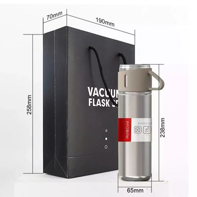 500 ml de vacío aislado de acero inoxidable de vacío botella de regalo con 3 tazas
