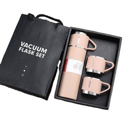 Ventaja caja regalo paquete 500 ml de acero inoxidable frasco de termoso conjunto para regalos de negocios