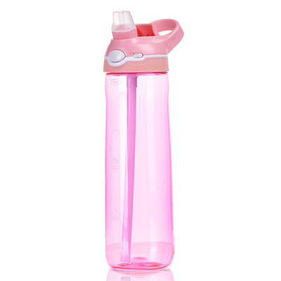 Colorida batidora deportiva con paja sencilla y popular 25 oz botella de agua de plástico de Tritán