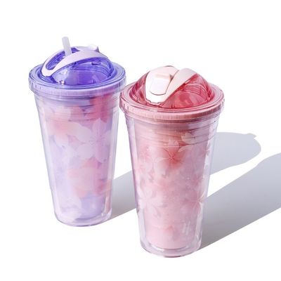 400g Taza de doble pared con paja La botella de agua de diseño personalizado de moda más popular