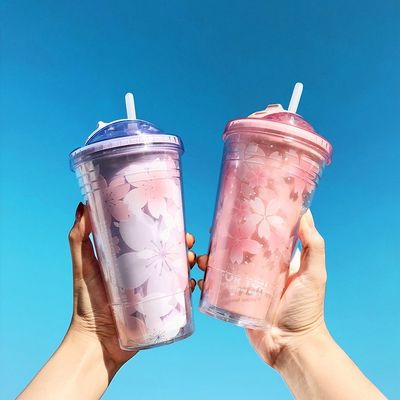 400g Taza de doble pared con paja La botella de agua de diseño personalizado de moda más popular