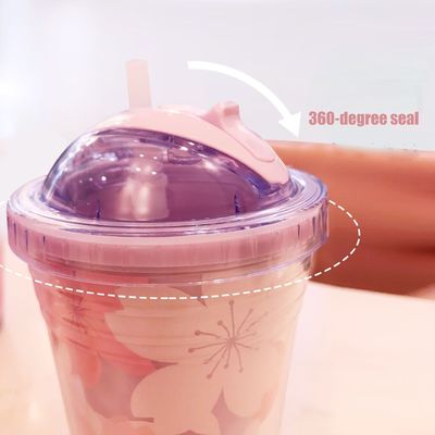 400g Taza de doble pared con paja La botella de agua de diseño personalizado de moda más popular
