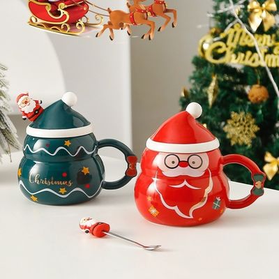Tazas de café Creativas Azul o Rojo Cute Tea Milk Snowball Taza para las vacaciones de invierno