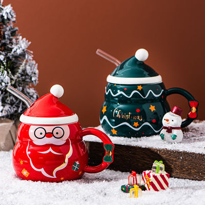 Tazas de café Creativas Azul o Rojo Cute Tea Milk Snowball Taza para las vacaciones de invierno
