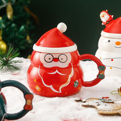 Tazas de café Creativas Azul o Rojo Cute Tea Milk Snowball Taza para las vacaciones de invierno