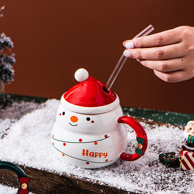 Tazas de café Creativas Azul o Rojo Cute Tea Milk Snowball Taza para las vacaciones de invierno